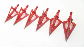 

6PCs Red Stainless Steel Broadhead 100grain 3 Blade Arrowheads for Compound Bow and Crossbow Hunting