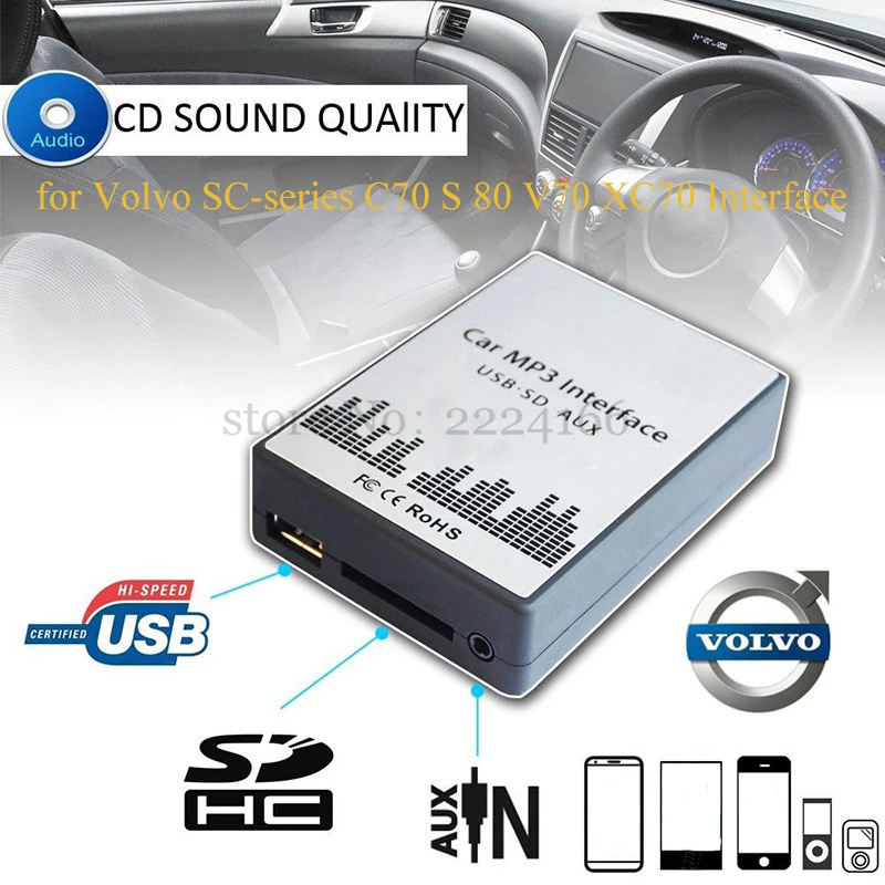 

SITAILE USB SD AUX car MP3 player Adapter CD change for Volvo SC-series C70 S80 Interface Simple installation car part styling
