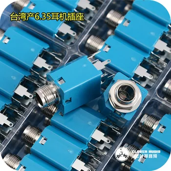

20PCS/Lot 6.35mm/6.35 Stereo Audio Microphone Female Jack/Socket Connector 5P/5PIN Blue