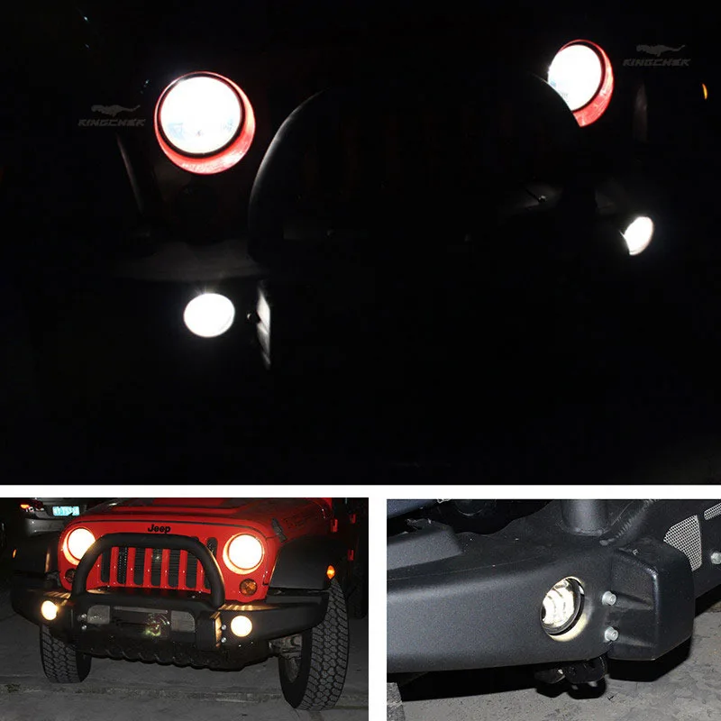  2pcs/Pair 30w led 4 inch White Round fog lights lens Projector 4'' Fog Lamp For Offroad Jeep Wrangl - 32737572931