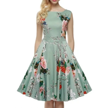 

Lady Vintage Party Dress Retro Vintage 1950s 60s Rockabilly Floral Swing Summer Dresses Elegant Bow Tunic Vestidos Dress
