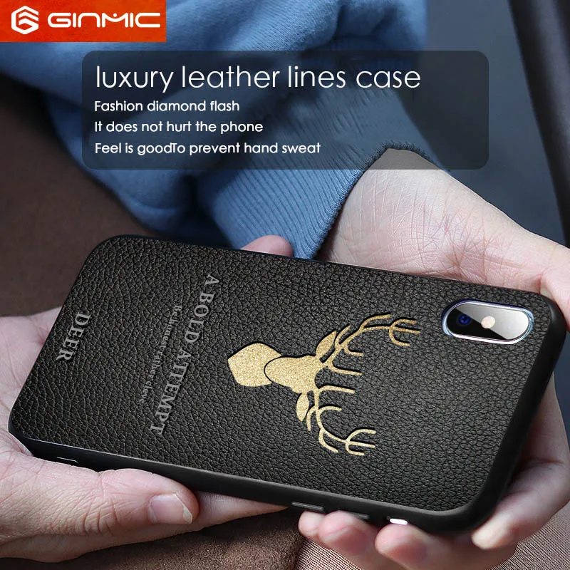 

Luxury Christmas Phone Case For IPhone 7 8 Plus leather lines Soft Shell For IPhone X/XS/XS Max