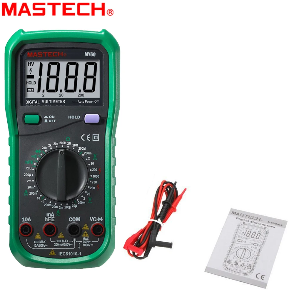 MASTECH MY60 Digital Multimeter DMM AC/DC Voltmeter Ammeter Ohmmeter