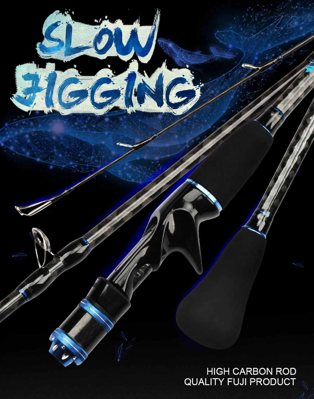 RoseWood 1.95m Casting Slow Jigging Rod Lure Weight(Max) 200G PE #1-3 NormalFuji Guides Light Slow Pitch Jigging Rod Stick  (1)
