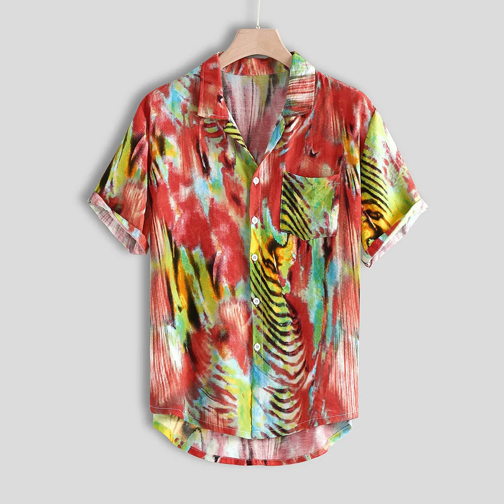 Гавайская рубашка мужская летняя с отложным воротником мужские рубашки уличная мода рубашки уличная одежда смокинг мужская рубашка
