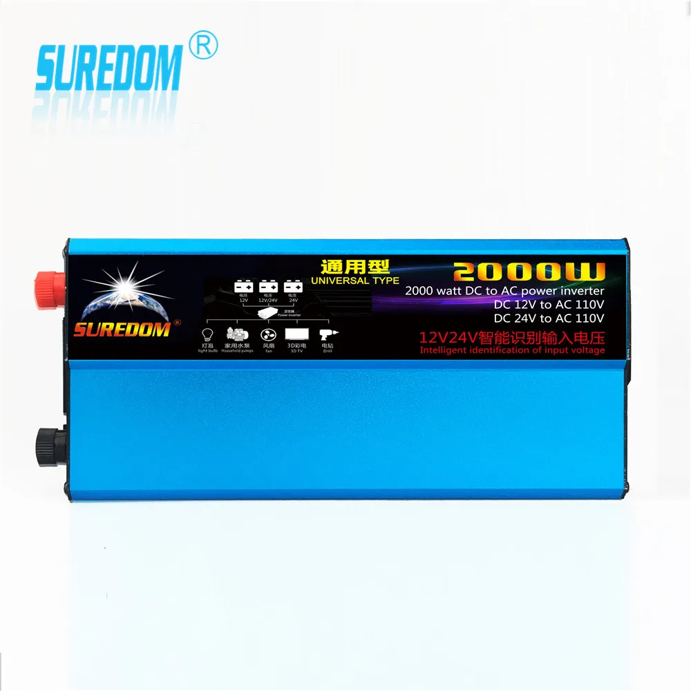 Автомобильный силовой инвертор DC 12V 24V к AC 110V 2000W умный трансформатор