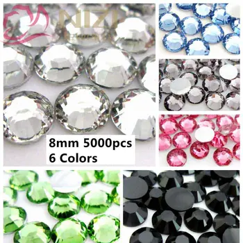 

5000pcs 8mm Resin Rhinestones Flatback Normal Colors Silver Foiled Round Shape Non Hotfix Glue On Diamond DIY Decorations