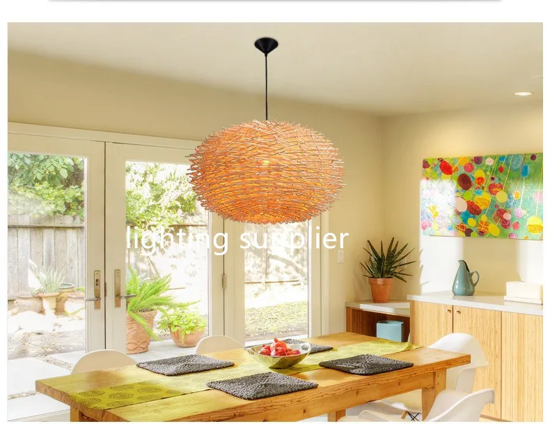 

Modern Wooden Art Pendant Light Creative Vintage Cany art Pendant Lamp Foyer Lamp Dining Room Loft Pendant Light Free Shipping
