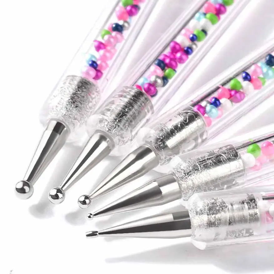 5PCS/1 set dual ended nail dotting pen 2 Way Crystal Dotting Manicure