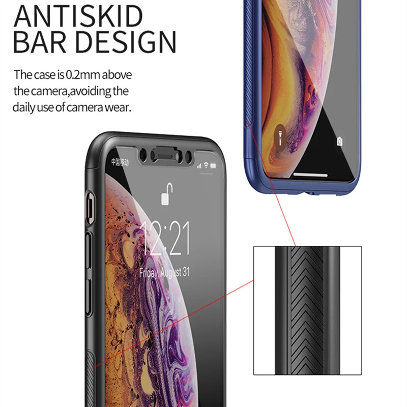 Чехол для iPhone X IPAKY брендовый чехол Apple Xs Max XR с защитной пленкой полным покрытием 360
