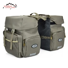 LOCAL LION Retro Canvas Bicycle Luggage Bags 50L Bike Rear Rack Carrier Bag Cycling Outdoor Waterproof Storage Double Bags