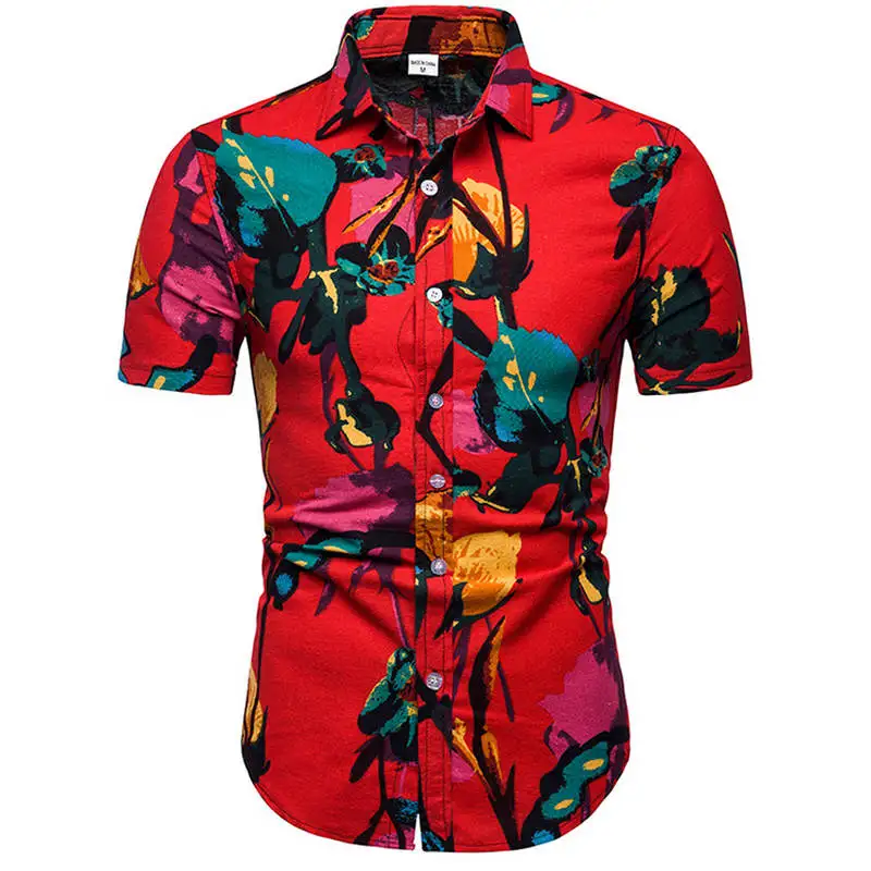 Модная Мужская льняная рубашка приталенная Мужская гавайская рубашка с коротким рукавом больших размеров M-5XL 26 цветов - Цвет: TC23
