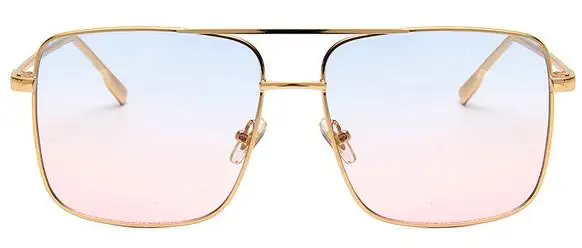 Новые Модные Винтажные Солнцезащитные очки с квадратной оправой для женщин, солнцезащитные очки больших размеров d для мужчин и женщин, золотистые очки UV400 - Цвет линз: gold blue pink