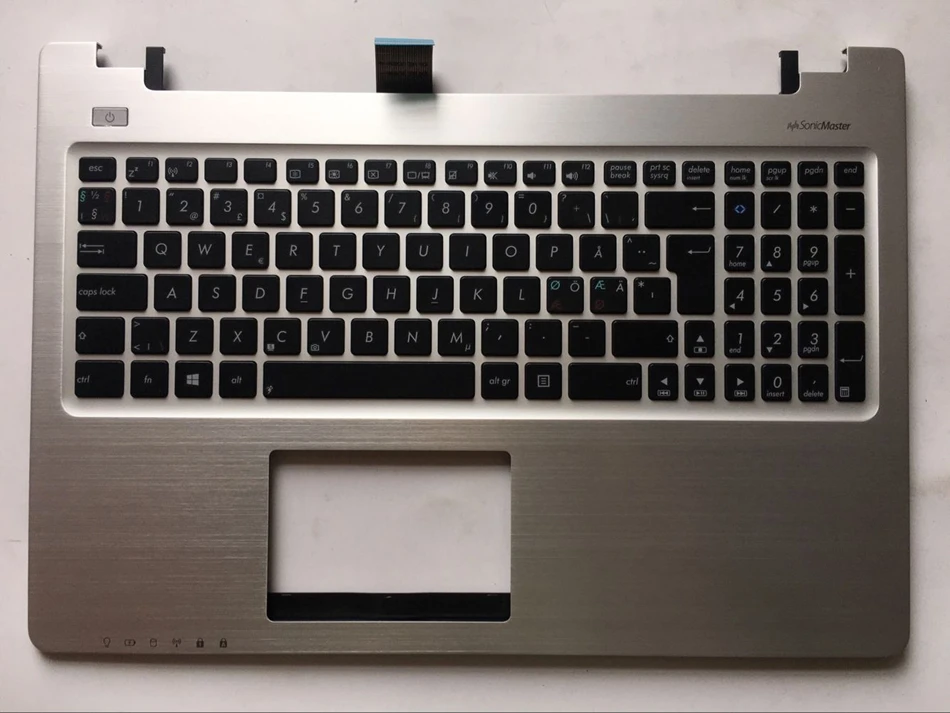 ND Nordic keyboard for Asus S550 S550CM with silver palmrest cover keyboard ND Layout ND Nordic keyboard for Asus S550 S550CM with silver palmrest cover keyboard ND Layout