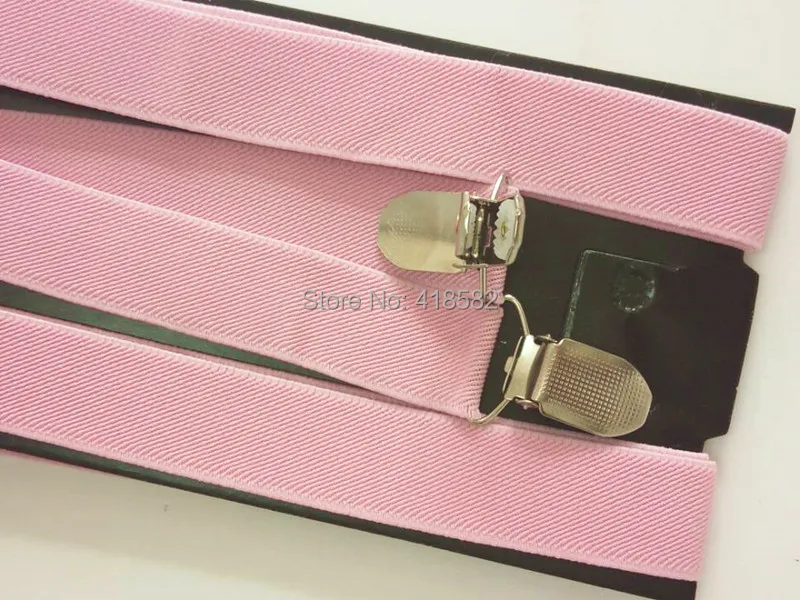 BD002-Light pink kids suspender Elastic strap adjustable women suspenders for weddding men braces 4 clips-on 4 size