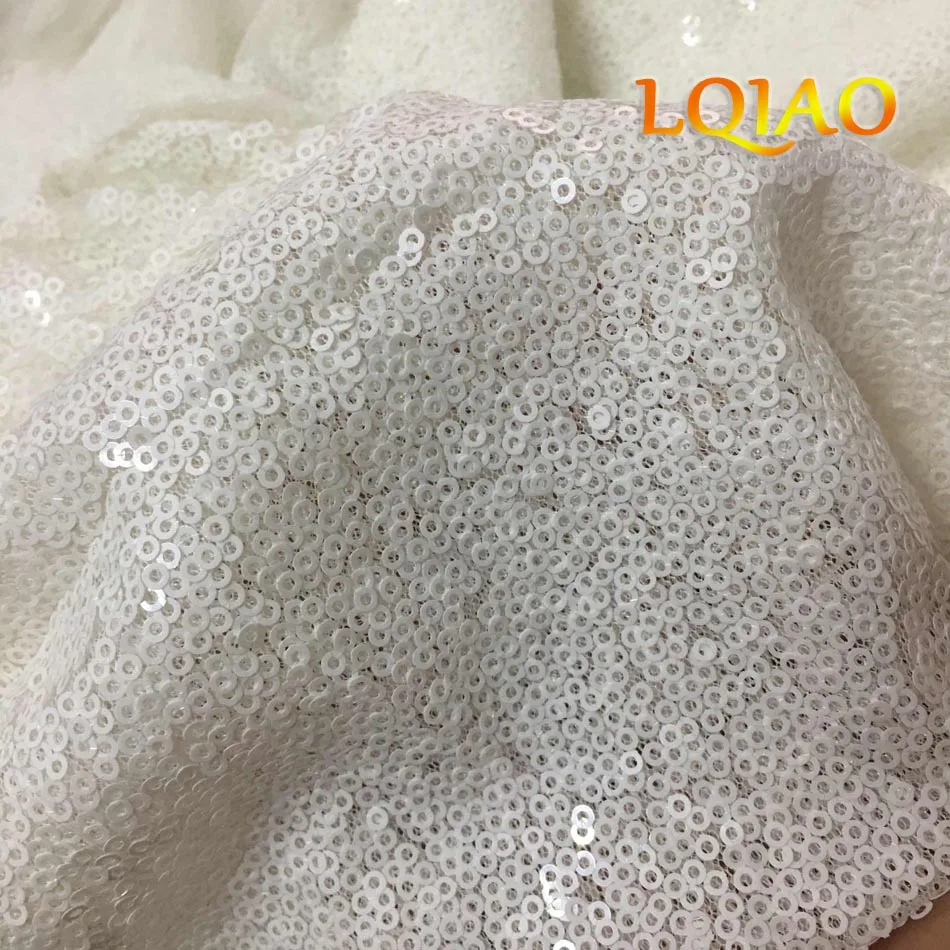 white sequin  fabric-001