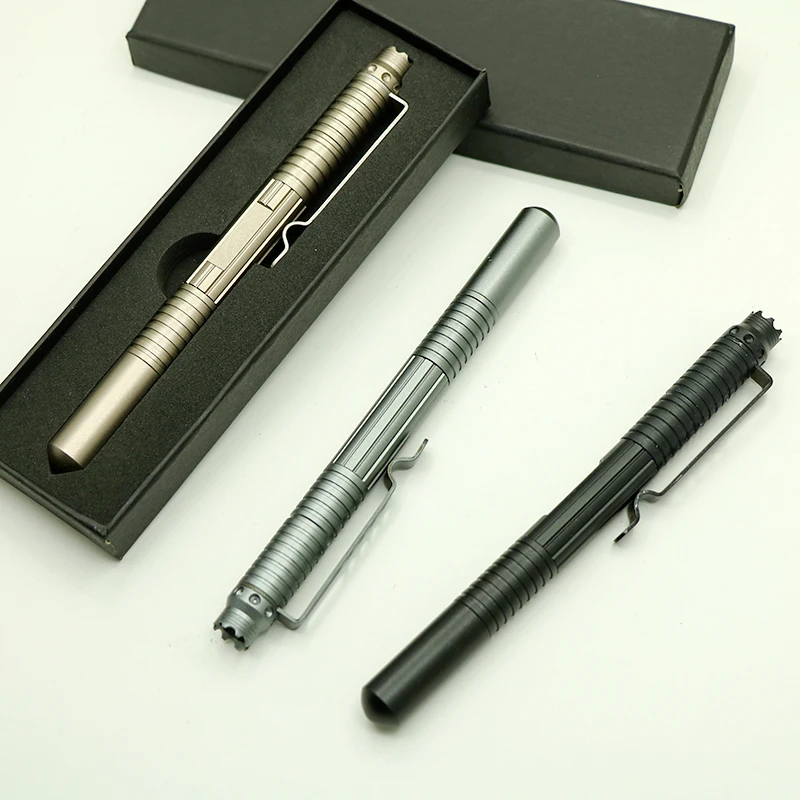 1 шт. многофункциональная шариковая ручка 0,7 мм, черные чернила, металлическая тактическая ручка для письма, для использования на открытом воздухе, серебристый, черный, шампань