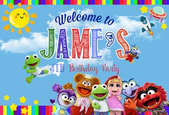 

custom Muppet Babies happy birthday baby child photo background photography backdrops quality vinyl