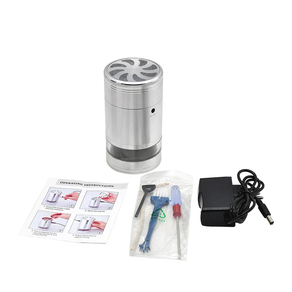 75mm electric herb grinder with charger tobacco crusher metal alloy grinder with 5layersin