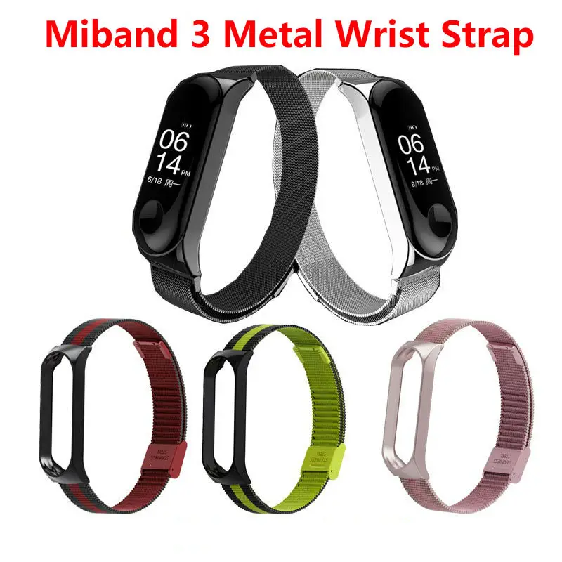 

Dabruyne Metal wrist strap for Xiaomi Mi Band 3 Screwless MiBand 3 Strap Metal Bracelet Stainless replacement Steel Wrist Strap
