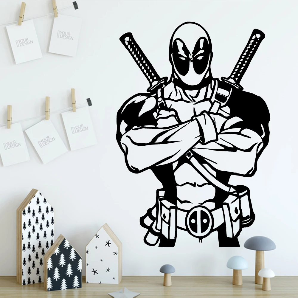 

Retro Deadpool Wall Stickers For Baby Room Pvc Mural Office Decoration Vinyl Art Decals decoration chamber naklejki na sciane