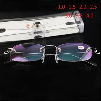 

Rimless Metal Frame Nearsighted Glass Ultralight Boxed Shortsighted Myopia Glasses Women Men -1.0 -1.5 -2 -2.5 -3 -3.5 -4.0