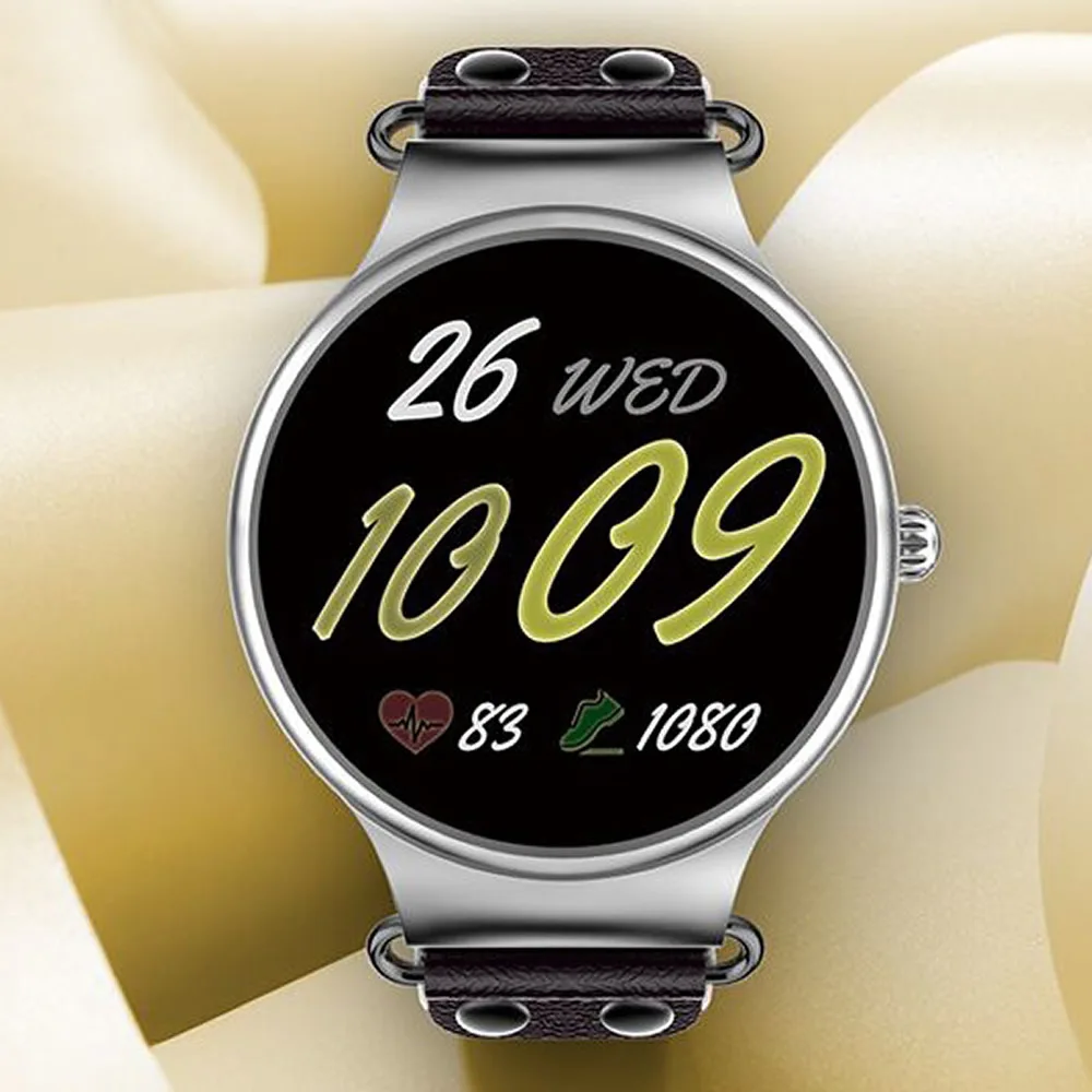 

Round Leather Smart Wristwatch For Women Bluetooth Heart Rate Monitor Blood Pressure Fitness Tracker Sport Intelligent Watches