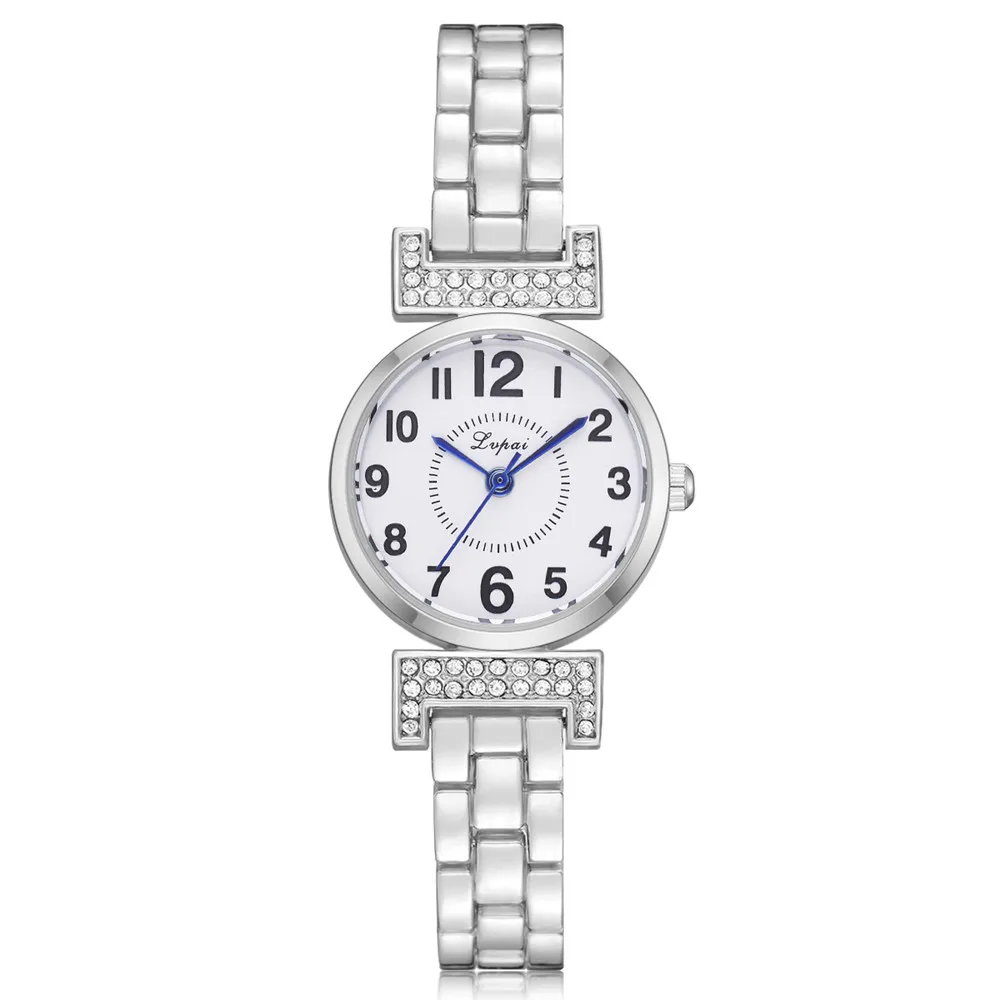 

LVPAI Women's Stainless Steel Watch #P302 Simple Digital Scale Alloy Dial with Diamond Strap Quartz Wrist Watch zegarek damski 7