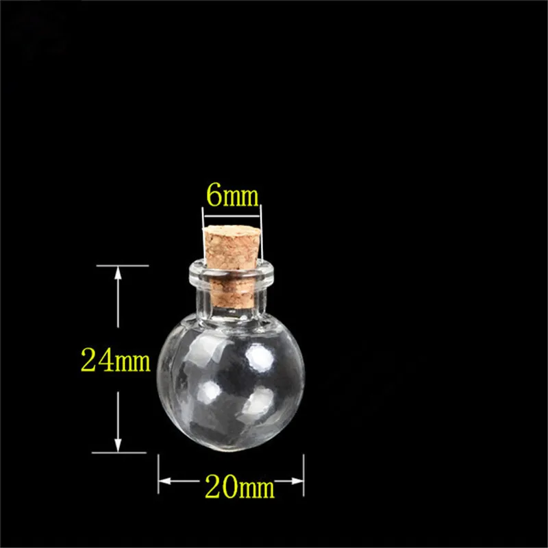 

Round Ball Mini Bottles Pendants Necklace Small Glass Bottles With Cork Gift Glass Jars Vial 20pcs 2016 new