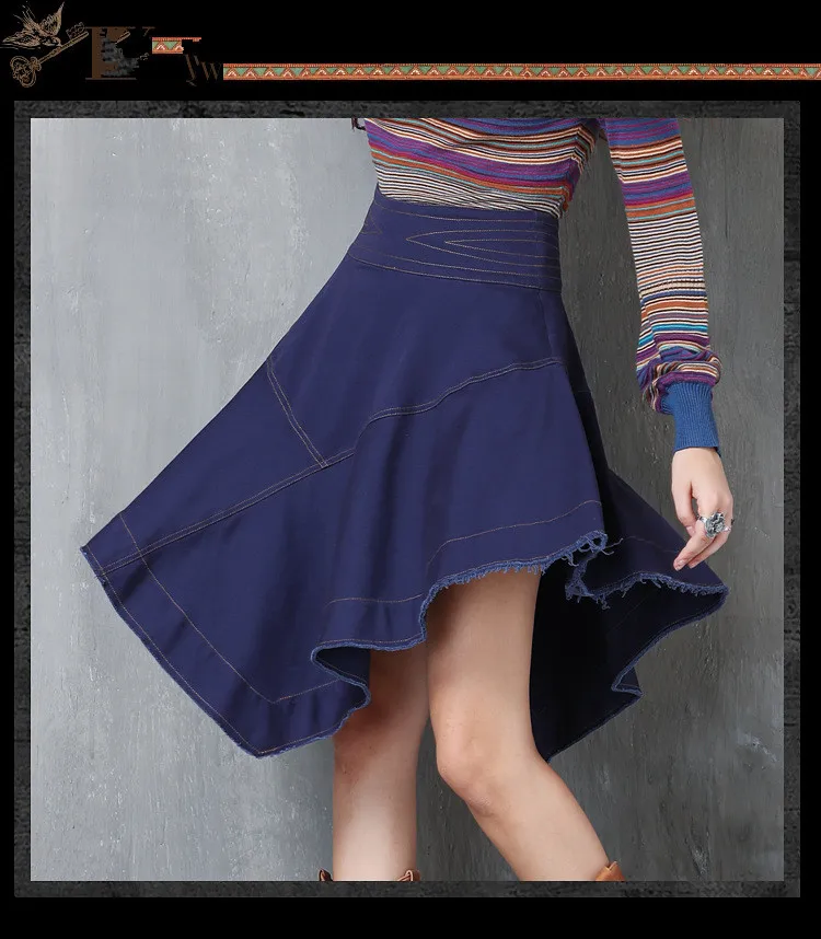 Для женщин юбка sipaiya осень-зима хлопок saias Асимметричный джинсовая юбка Винтаж юбка женский элегантный saias x2215