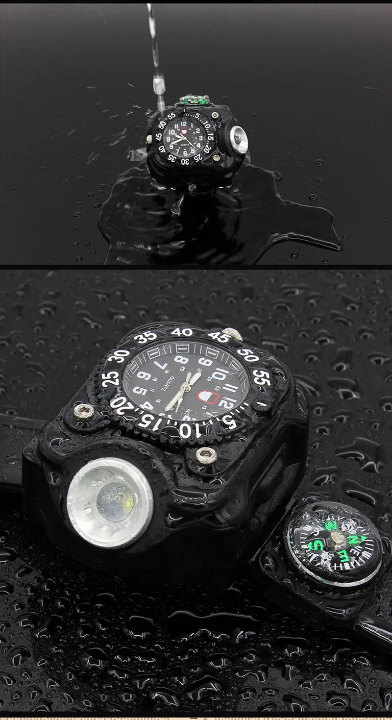 3в1 супер яркие светодиодные часы, фонарик, фонарь, компас, для спорта на открытом воздухе, мужские модные водонепроницаемые перезаряжаемые наручные часы, лампа