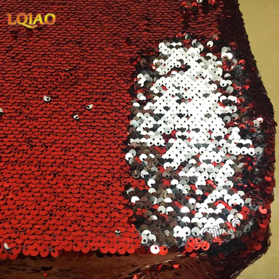 red silver sequin fabric-002
