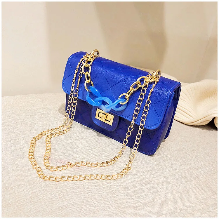 Luxury Women Classic handbag Designer Pink Blue Gradient PU Leather Lingge Shoulder Bag (2)