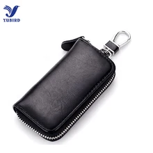 Genuine Leather Key Holder Case Unisex Key Wallets Bag Solid Coin Purse Black Keychain Organizer Car