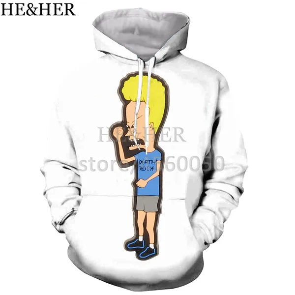 Симпатичные Beavis и Butthead 3D печатных мужчин и женщин с капюшоном толстовка модная графическая Толстовка Повседневная Уличная пуловер Толстовка