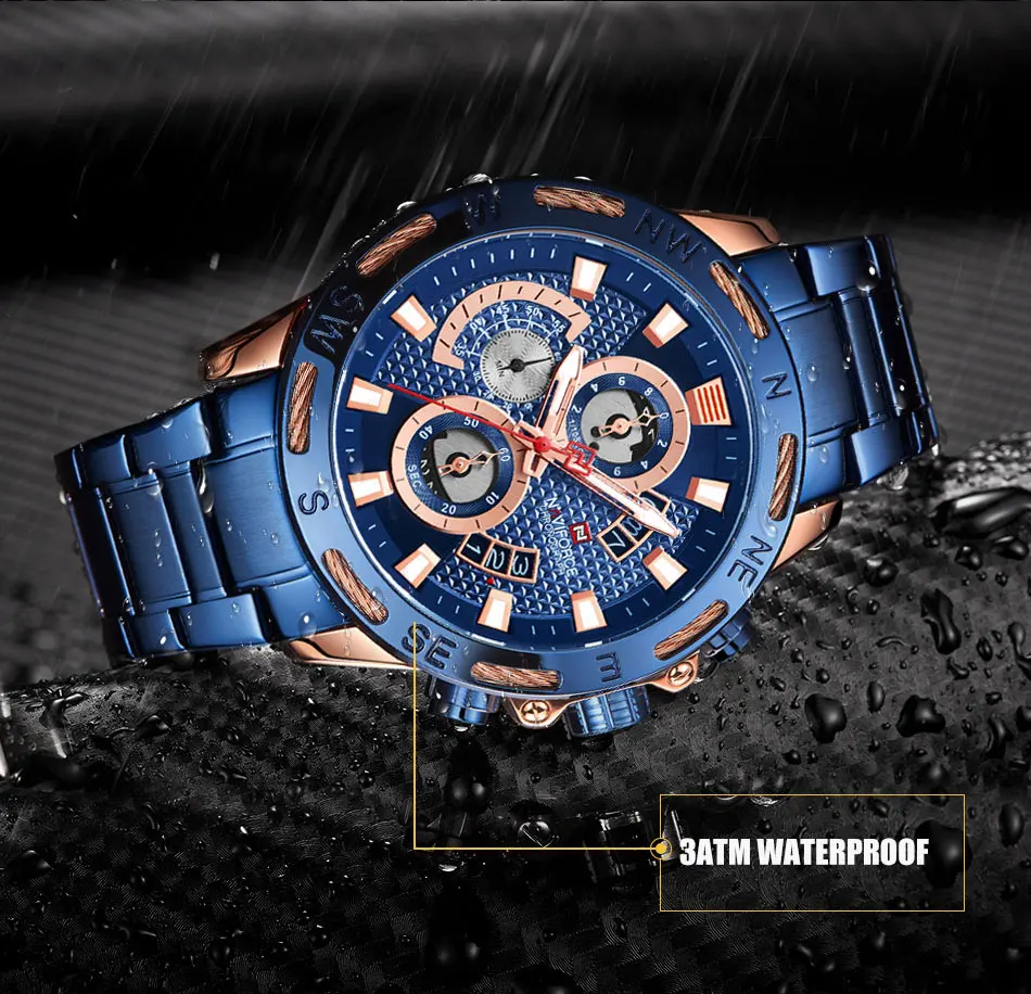 NAVIFORCE Модные мужские s часы Топ люксовый бренд военные мужские часы аналоговые кварцевые часы мужские спортивные хронограф часы