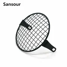 Sansour 6 1/4 Universal Retro Grill Motorcycle Diamond Side Mount Headlight Cover Bobber
