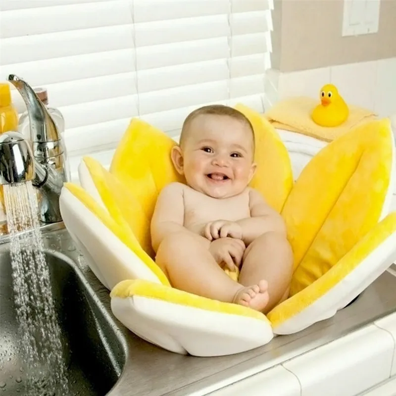 Baby Shower Blooming Flower Newborn Bathing Pad Infant Foldable Bathtub Seat Bebe Lotus Shape Cushion Skin Bath Play Mat 80cm Buy At The Price Of 17 65 In Aliexpress Com Imall Com