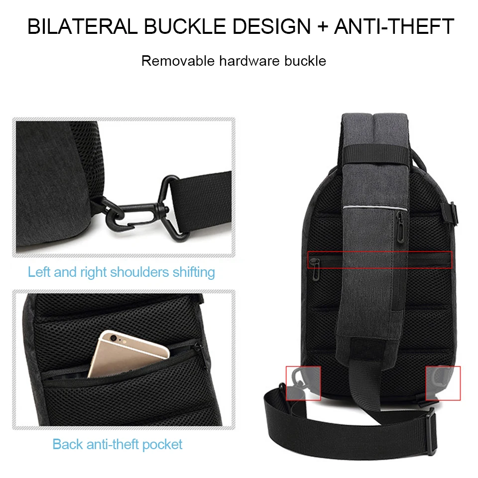 Мужская сумка через плечо нагрудная мессенджер водонепроницаемая Bolso Cross Body