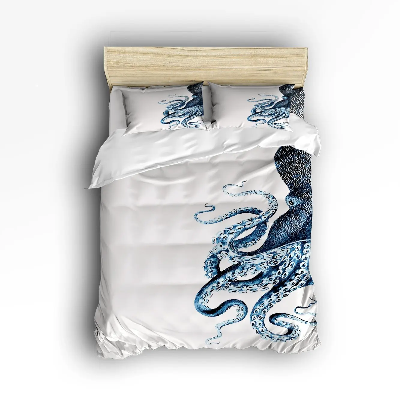 

Queen Size Bedding Set- Custom Octopus Steampunk Ocean Duvet Cover Set Bedspread for Children/Kids/Teens/Adults, 4 Piece