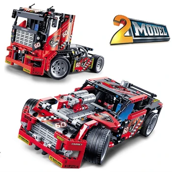 

608PCS Race Truck Car 2 In 1 Transformable Model Building Block Sets Decool 3360 DIY Toys Compatible With Legoings Technic
