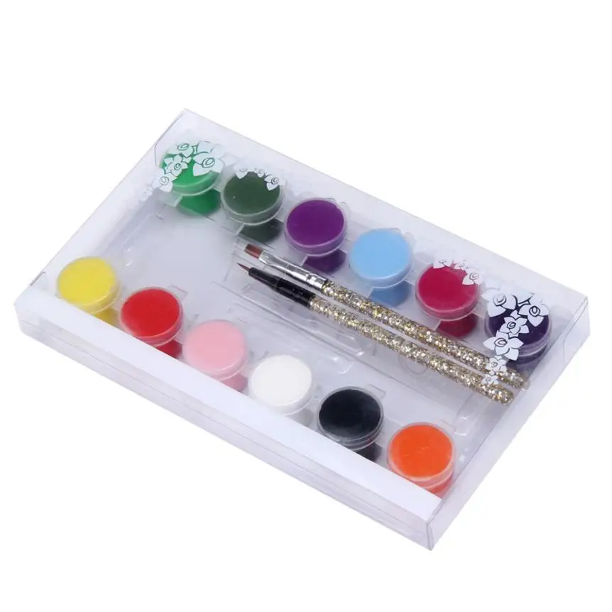 

1 SET 12 Colors Painting Acrylic 3D Nail Art Paint Tube Draw Nail Art Tip UV Gel Y505