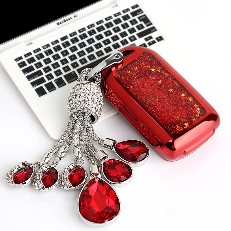 

Funny Quicksand Soft TPU Key Case Cover Shell For Honda 2016 2017 CRV Pilot Accord Civic Fit Freed Crystal chain for Girlfriend