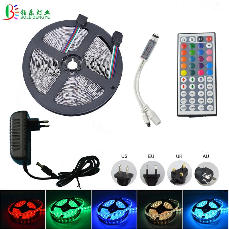 

5M 10M LED Strip 2835 led strip light waterproof RGB strip led ribbon diode tape string with IR remote and DC 12v Power adapter