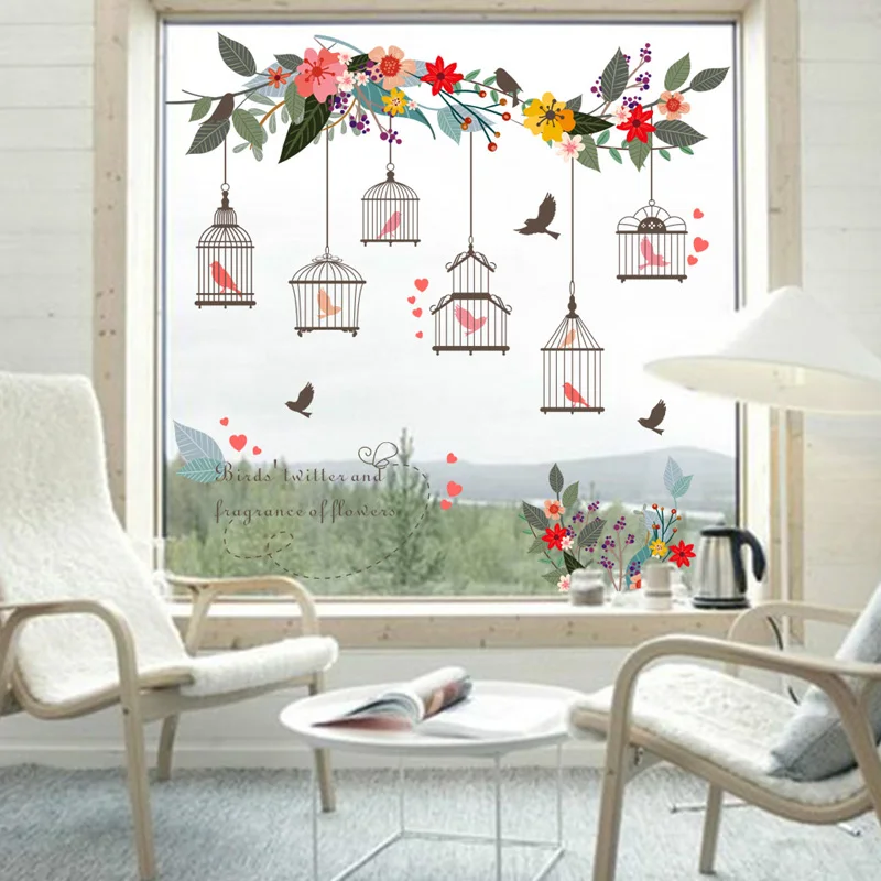 Flower Bird Cage Removable Wall Sticker Living Room Decor Mural Art Home DecalEI Flower Bird Cage Removable Wall Sticker Living Room Decor Mural Art Home DecalEI
