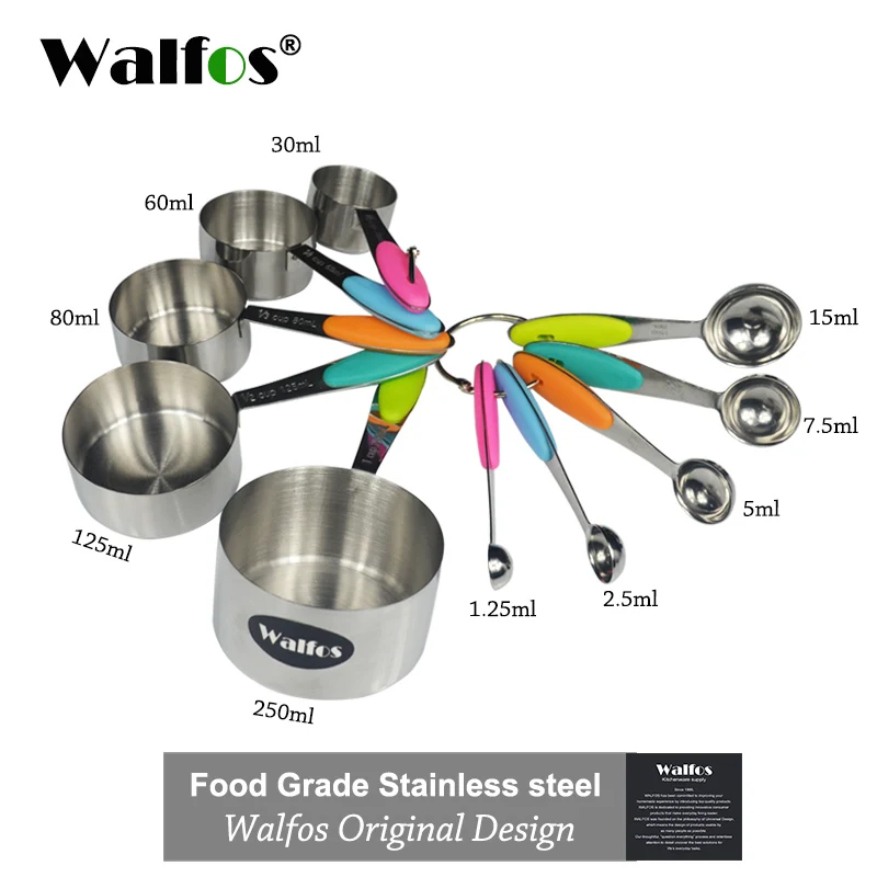 WALFOS мерный стаканчик из нержавеющей стали, 10 шт., мерная ложка, совок, кухонные принадлежности, инструменты для приготовления пищи и выпечки