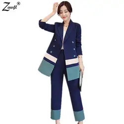 ZAWFL осень 2019 г. новый костюм элегантные модные женские темперамент широкие брюки для девочек professional с длинным рукавом Женский комплект из