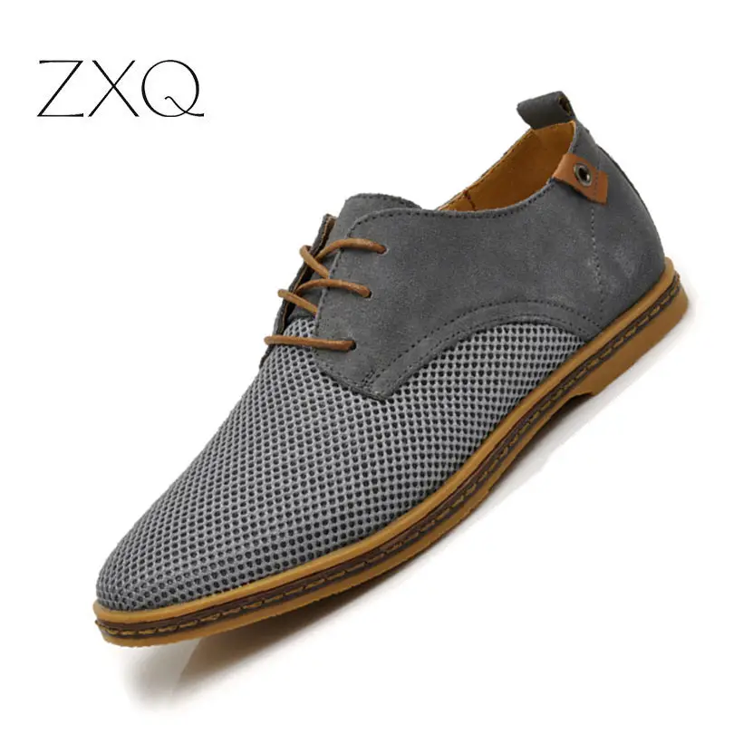 

New 2019 Summer Style Men Breathable Leather Casual Shoes Plus Size Lace Up Men Flat Oxfords British Style Men Shoes