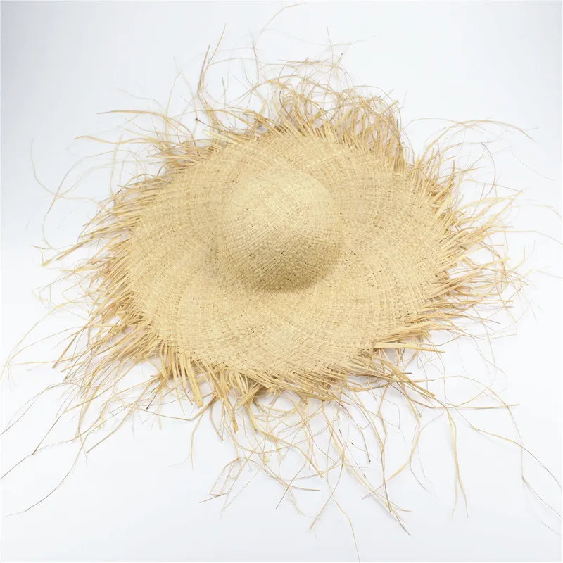 Женские шляпы от солнца, пляжная кепка s Sombreros с широкими полями, Пляжная боковая Кепка, женская соломенная шляпа из рафии - Цвет: Хаки