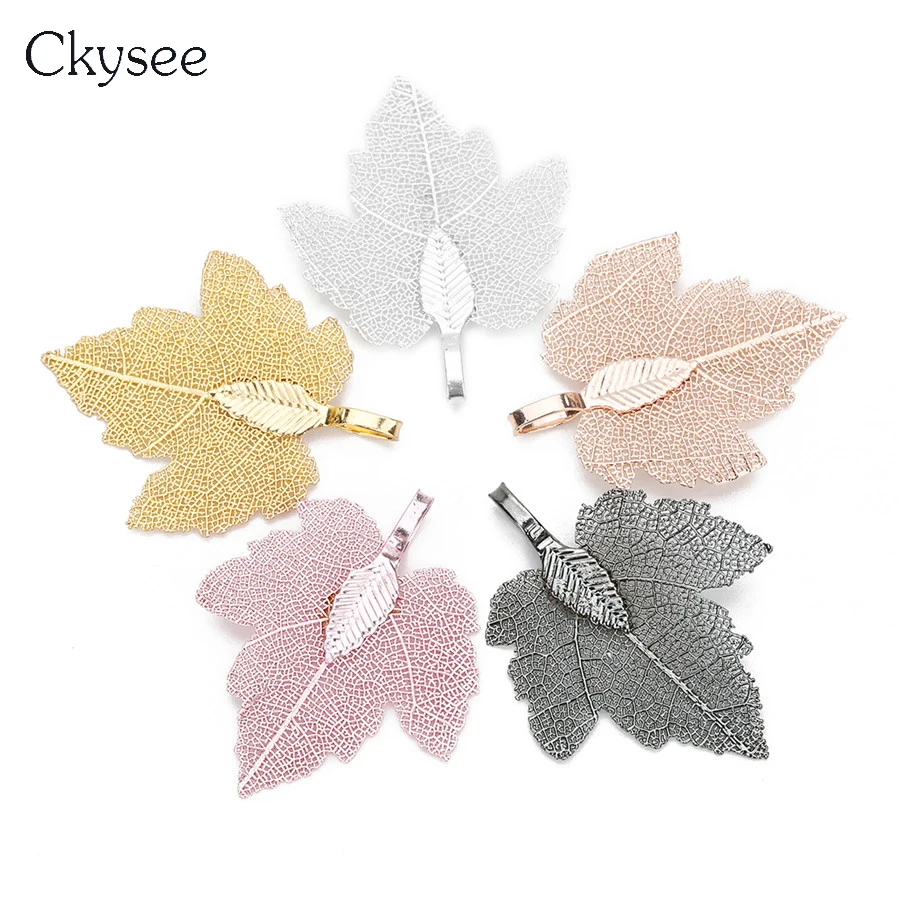 

Ckysee 2Pcs Unique Natural Maple Leaf Charms Pendant Rose Gold Color Copper Floating Pendant For Diy Necklace Jewelry Making